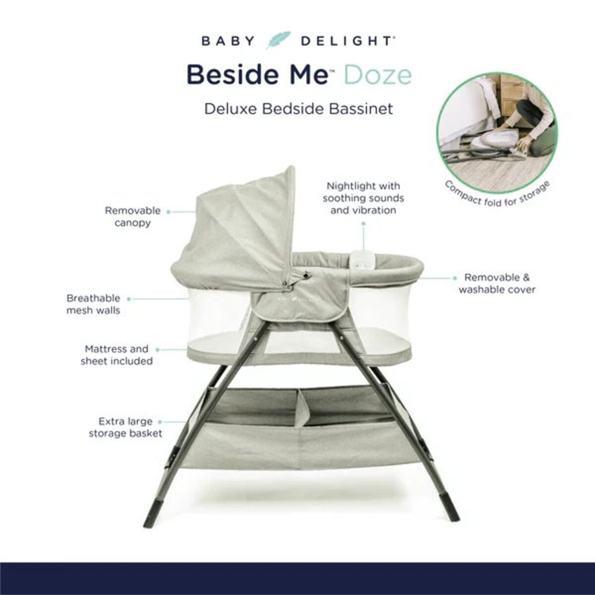 Baby Delight Beside Me Doze Deluxe Bedside Bassinet, 819956001173 - ANB Baby