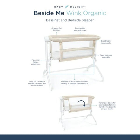 Baby Delight Beside Me Wink Organic Bassinet & Bedside Sleeper, 819956000305 - ANB Baby