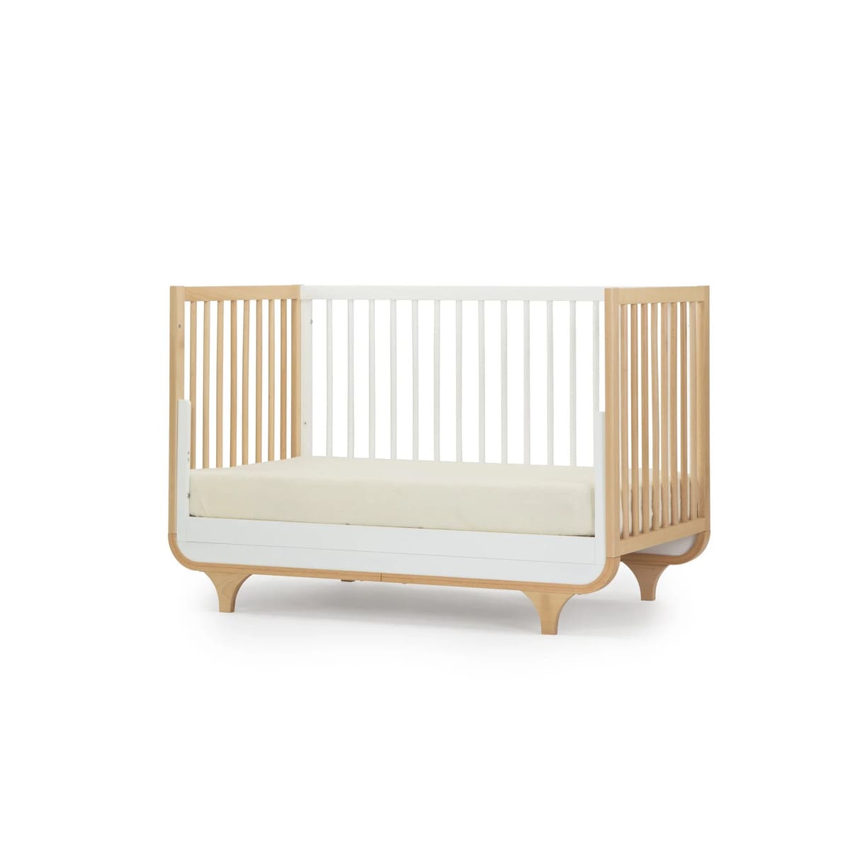 DaDaDa Jolly 3-in-1 Convertible Crib, White / Natural, 1023880008835 -- ANB Baby