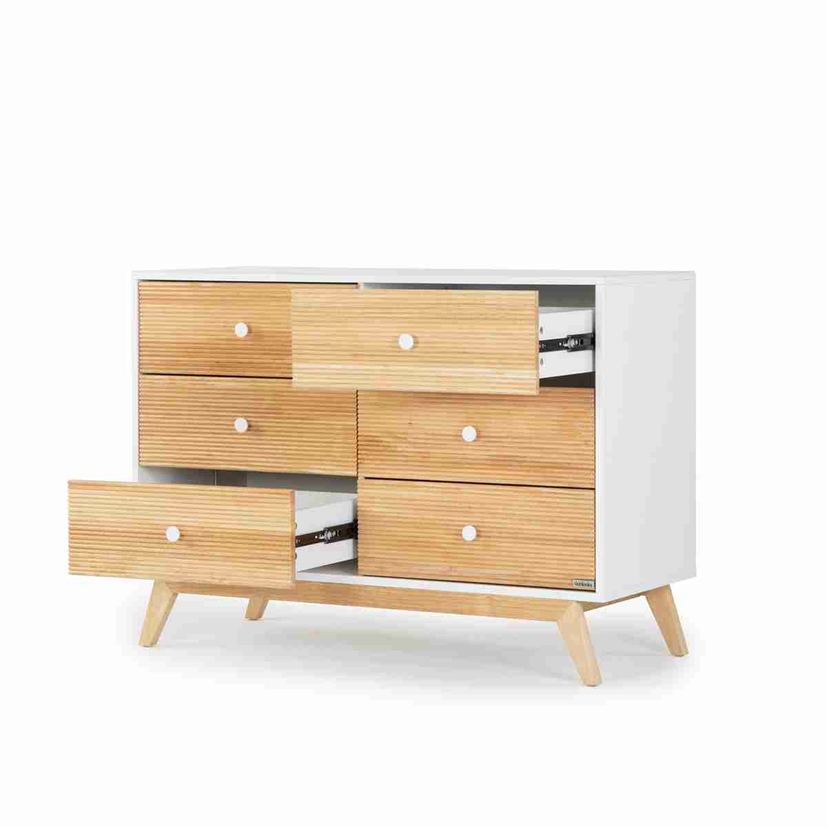 DaDaDa Merry 6-Drawer Dresser, White/Natural, 7290019952152 -- ANB Baby