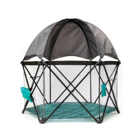 Go With Me Eclipse Portable Playard with Canopy, Watercolor Stripe, 819956000626 - ANB Baby