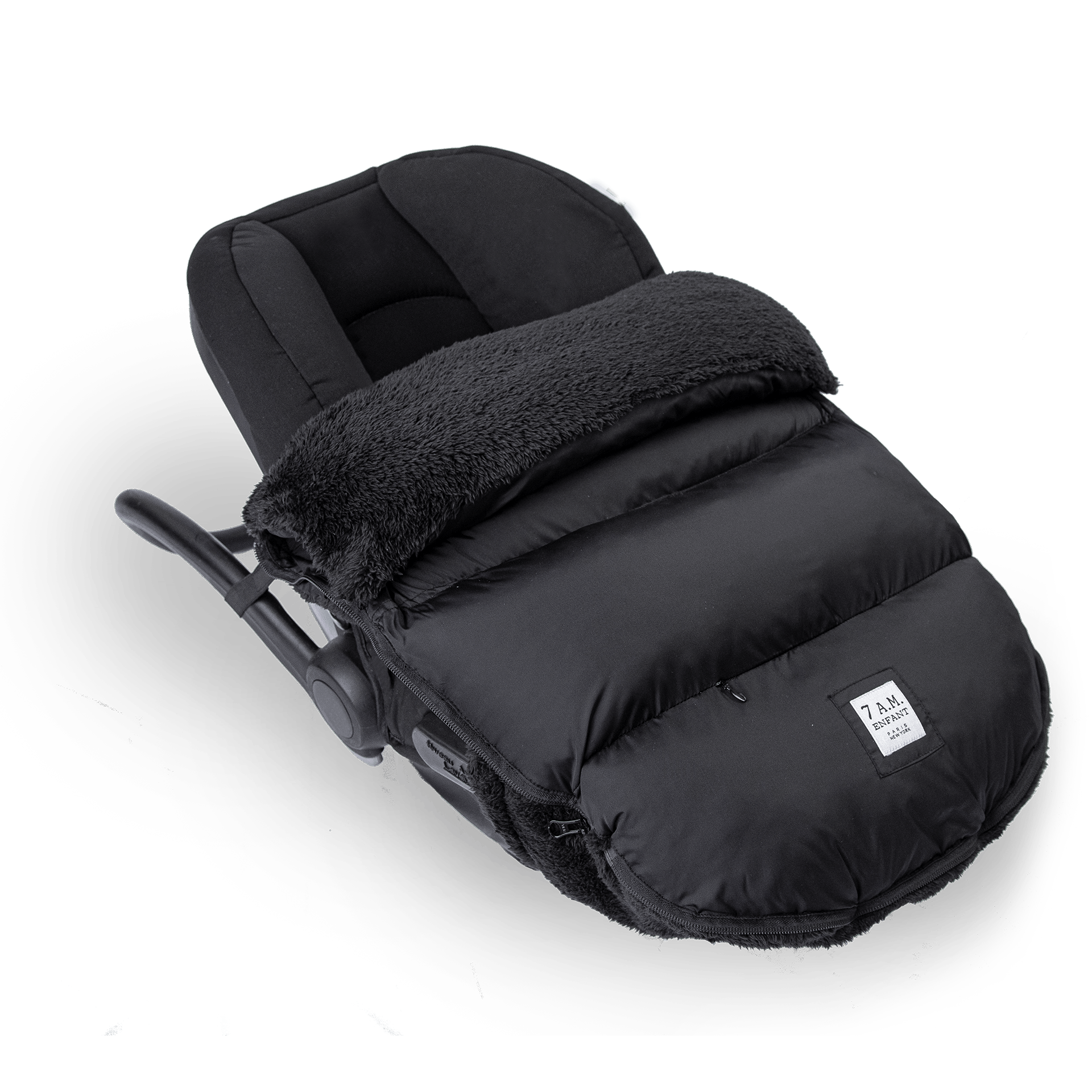 7 AM Enfant PlushPOD Footmuff, Black Plush, -- ANB Baby