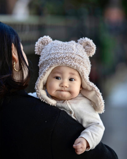 7 A.M. Enfant The Cub Mitten & Hat Set, Oatmeal Teddy, -- ANB Baby