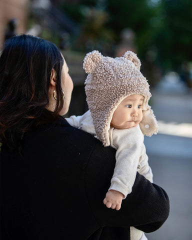 7 A.M. Enfant The Cub Mitten & Hat Set, Oatmeal Teddy, -- ANB Baby