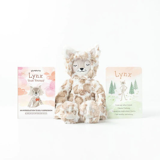 Slumberkins Spotted Beige Lynx Kin, Self Expression, Ivory, -- ANB Baby