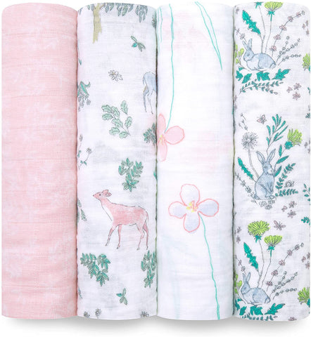 Aden & Anais Infant Boutique Classic Swaddle Blankets, Forest Fantasy, 4-pack, -- ANB Baby