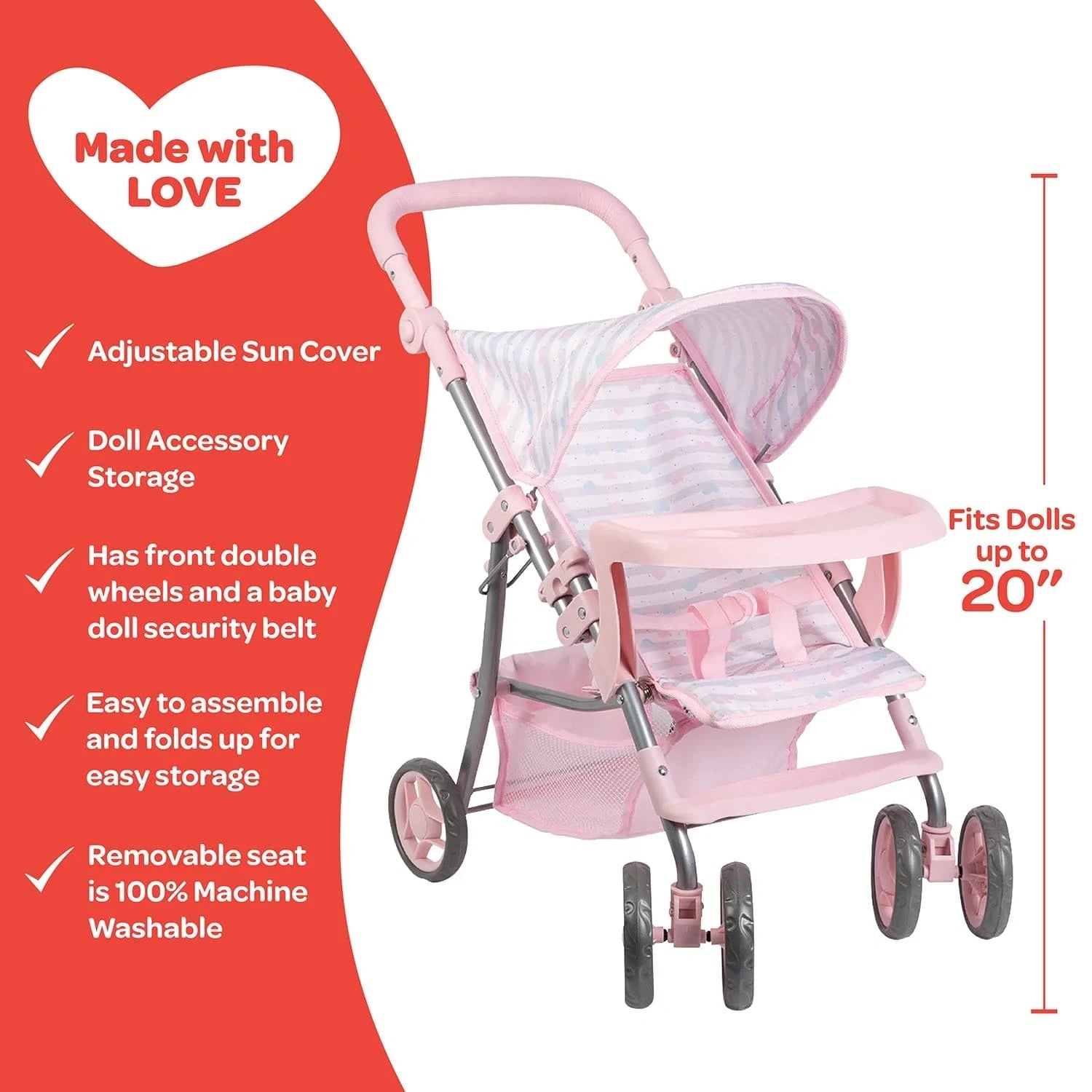 Adora Rainbow Rose Snack and Go Stroller, -- ANB Baby