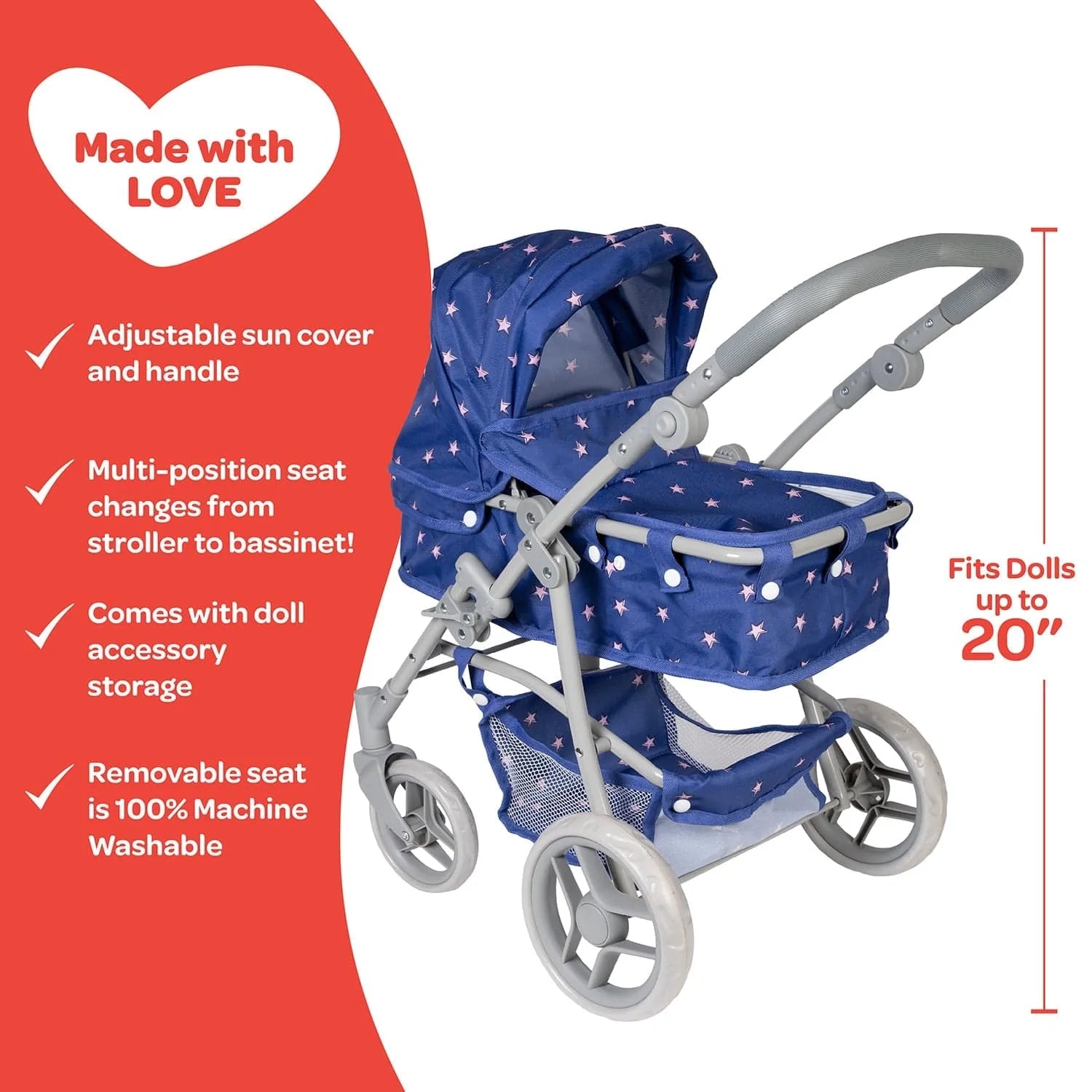 Adora Starry Night Doll Stroller 2 in 1 Convertible, -- ANB Baby