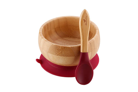 Avanchy Baby Bamboo Stay Put Suction Bowl + Spoon, -- ANB Baby