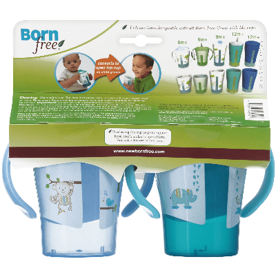 BORN FREE 6-Ounce Training Cup 2 Pack - Boys, -- ANB Baby