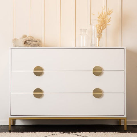 DaDaDa Chicago 3-Drawer Dresser, White / Gold, -- ANB Baby