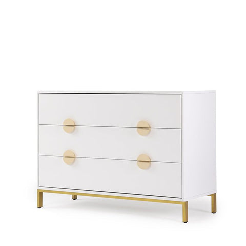 DaDaDa Chicago 3-Drawer Dresser, White / Gold, -- ANB Baby