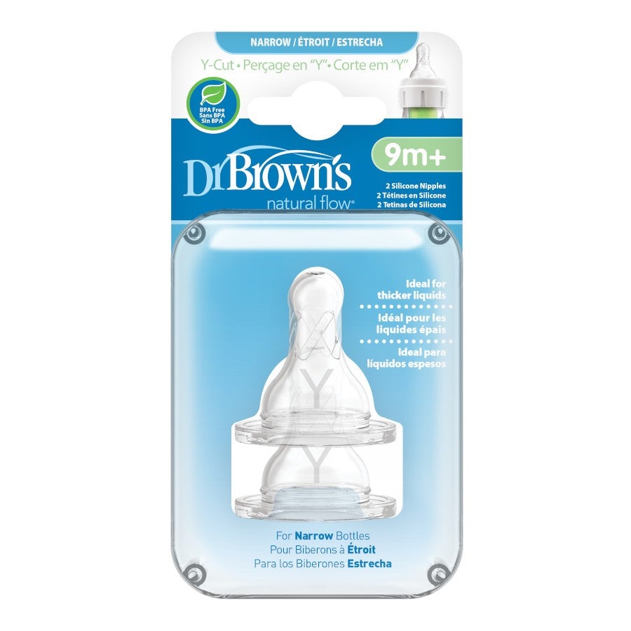 Dr. Brown's Y-Cut Silicone Narrow Nipple, 2-Pack, -- ANB Baby
