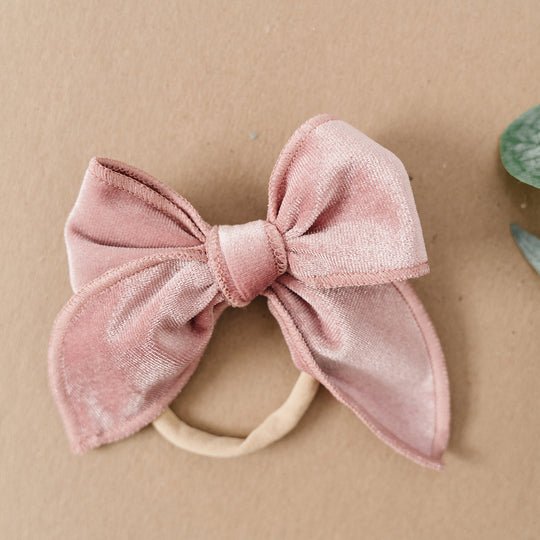 Golden Dot Lane Edged Velvet Bow Headband, -- ANB Baby