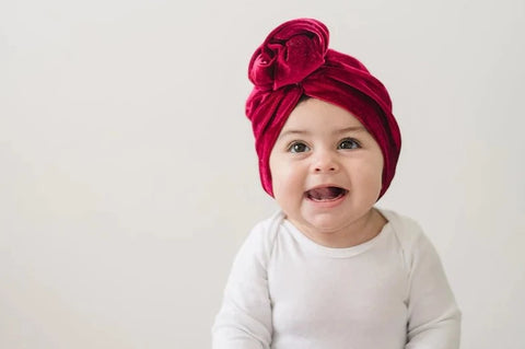 Golden Dot Lane Ribbed Velvet Bun Baby Turban, -- ANB Baby