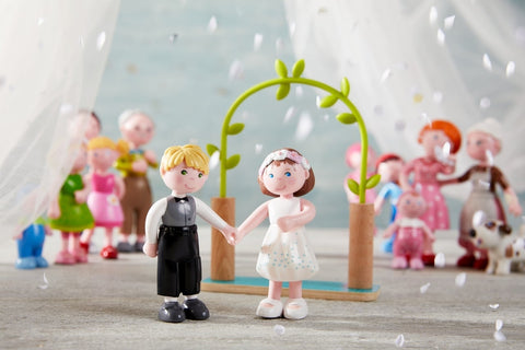 HABA Little Friends 4" Bride and Groom Bendy Doll Figures, -- ANB Baby