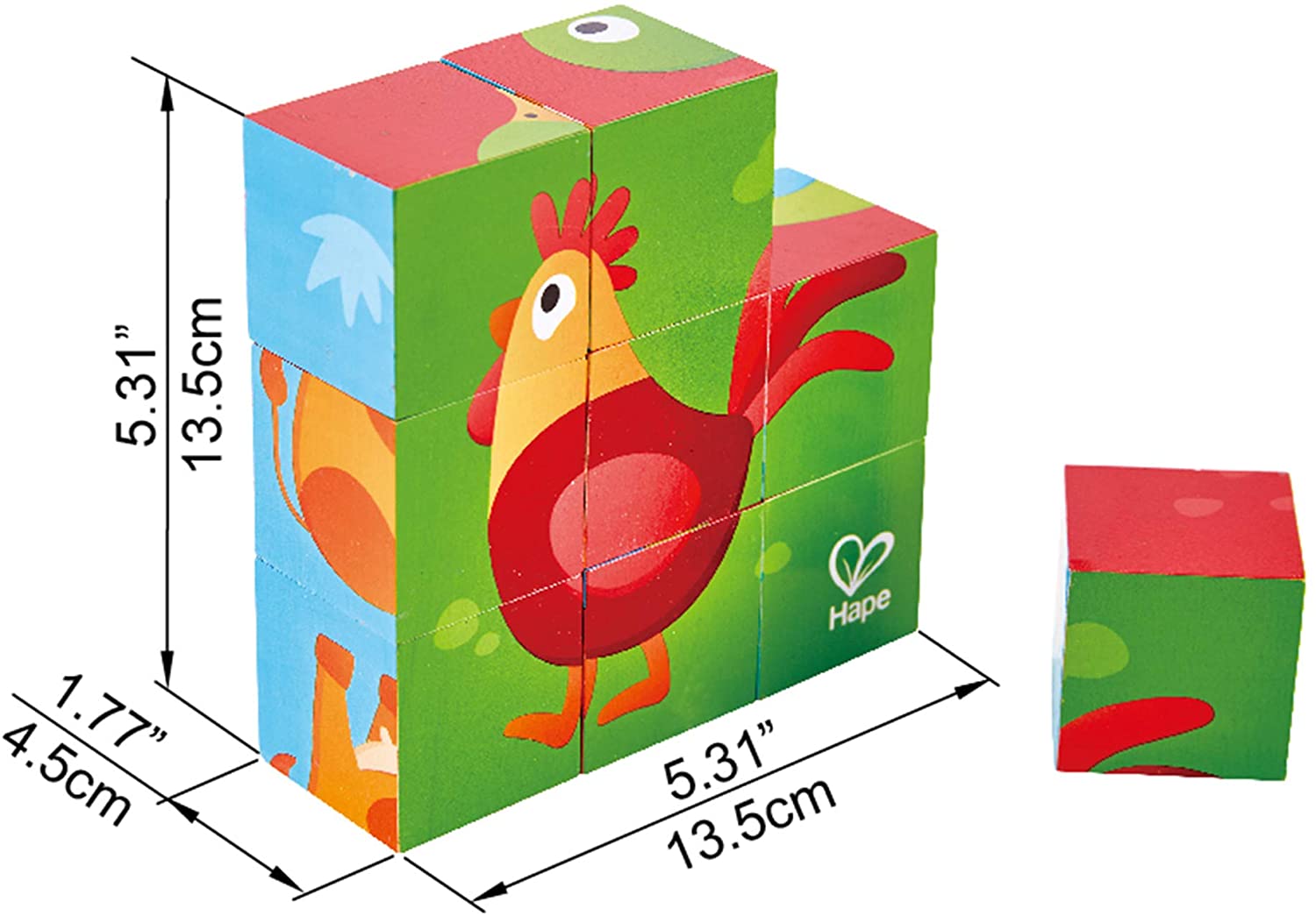 HAPE Farm Animal Block Puzzle, -- ANB Baby