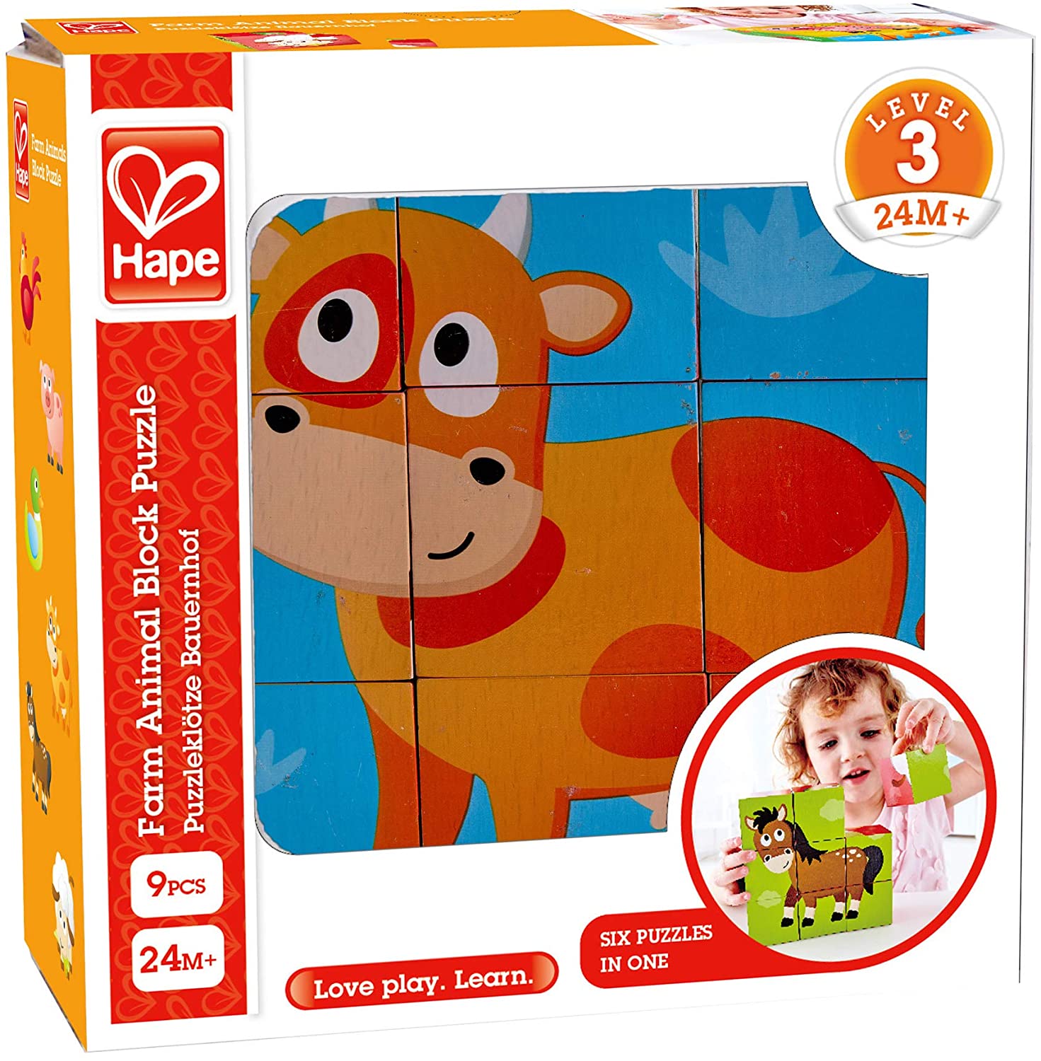 HAPE Farm Animal Block Puzzle, -- ANB Baby