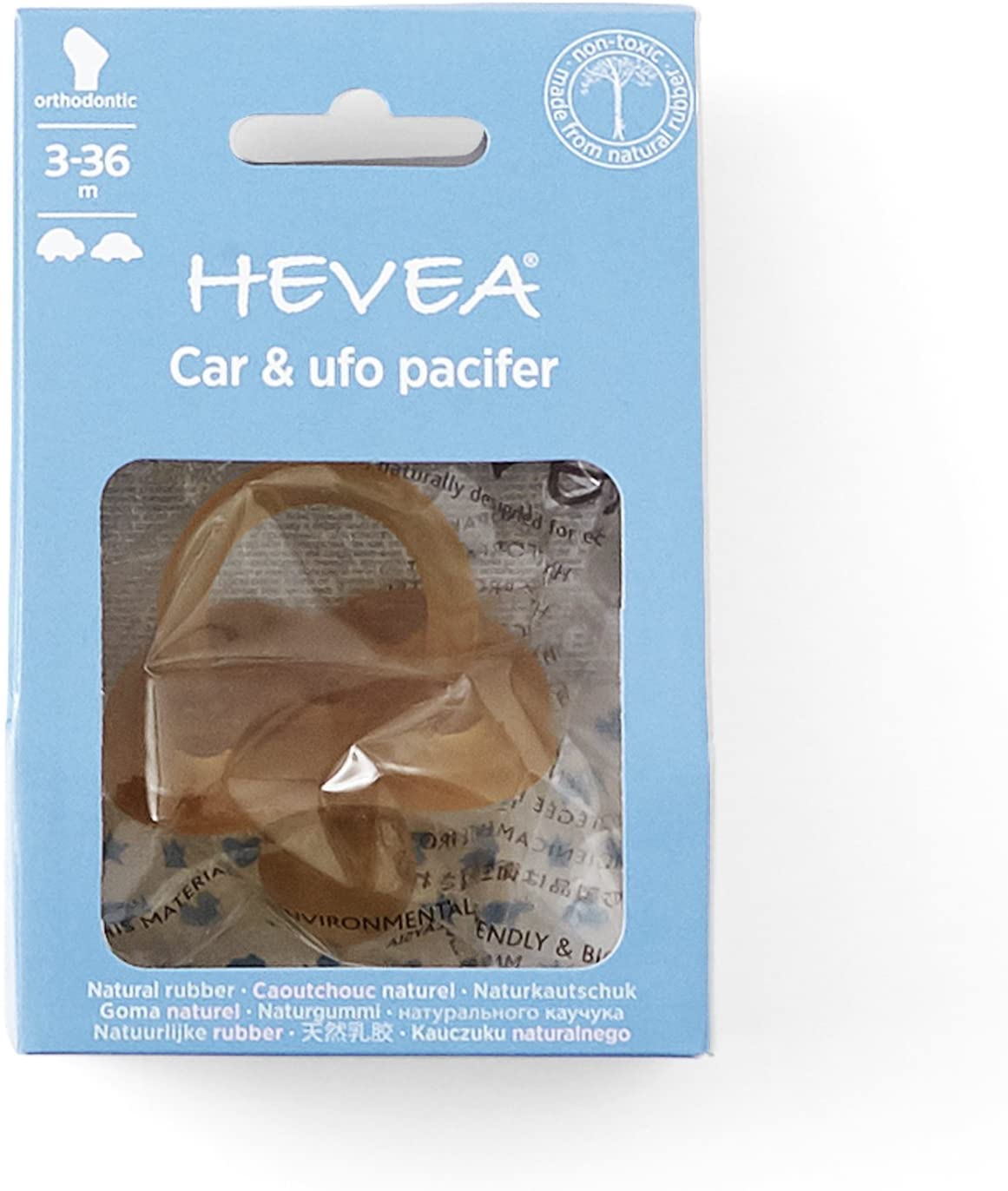 HEVEA Car and Ufo Orthodontic Pacifier 3+, -- ANB Baby