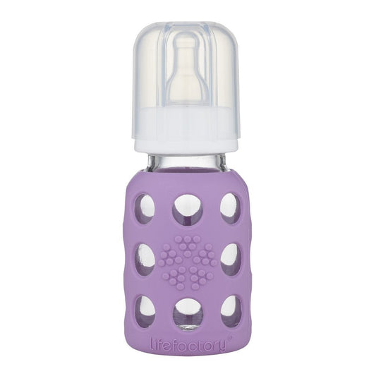 Life Factory Glass Baby Bottle Lavender, 4 oz., -- ANB Baby