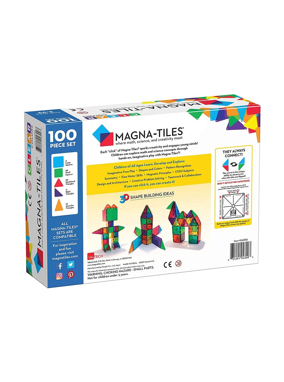 Magna-Tiles Clear Colors 100-Piece Set, -- ANB Baby