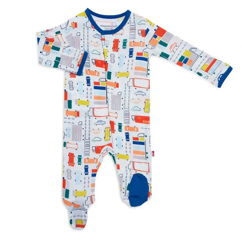 Magnetic Me Traffic Jammies Modal Magnetic Footie, -- ANB Baby