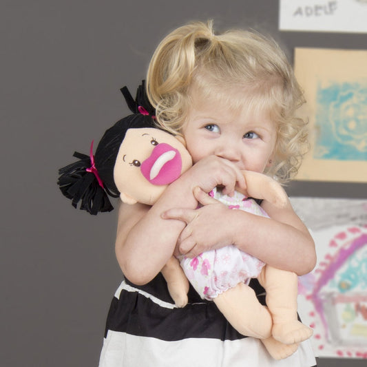 Manhattan Toy Baby Stella Peach Doll with Black Pigtails Toy, -- ANB Baby