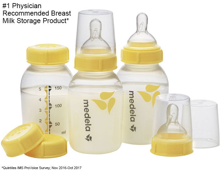 Medela Breast Milk Collection and Storage Bottle Set, 5 Oz and 8 Oz With Nipples, -- ANB Baby