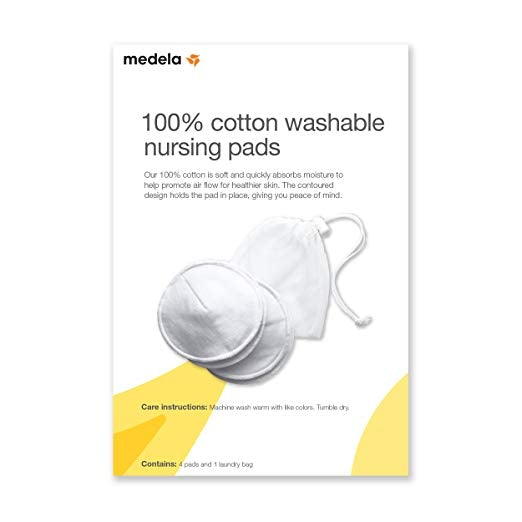 Medela Nursing Pads 100% Cotton Washable Bra Pads, 4 Count, -- ANB Baby