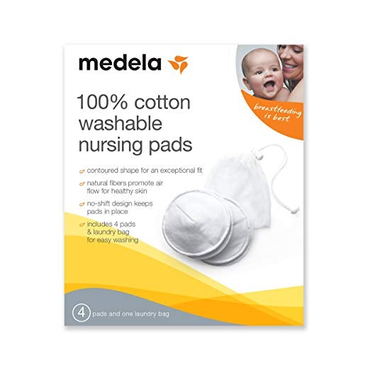 Medela Nursing Pads 100% Cotton Washable Bra Pads, 4 Count, -- ANB Baby