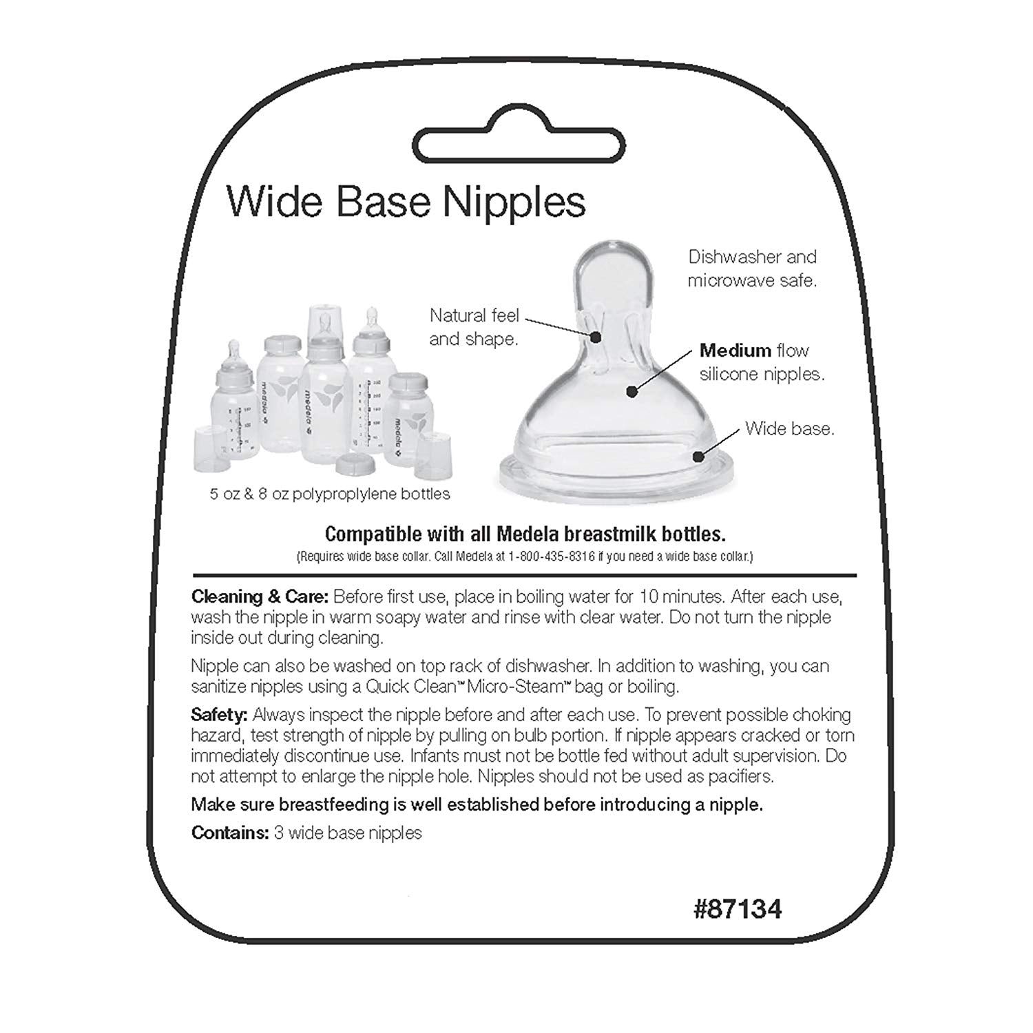 Medela Wide Base Nipples - Pack of 3, -- ANB Baby