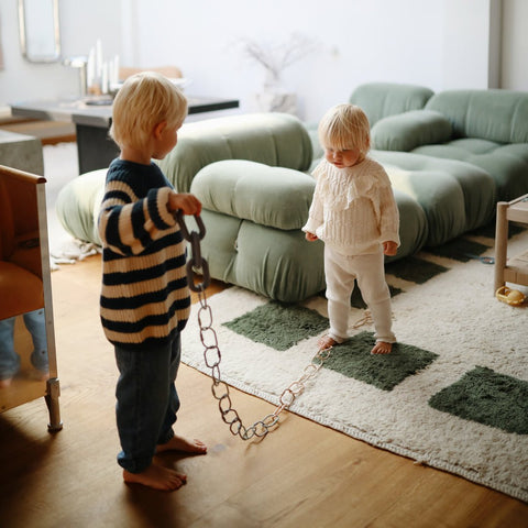 Mushie Chain Link Rings, Shifting Sand / Blush / Cambridge Blue, -- ANB Baby