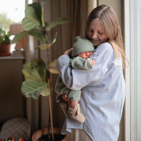 Mushie Chunky Knit Beanie, Light Mint, -- ANB Baby