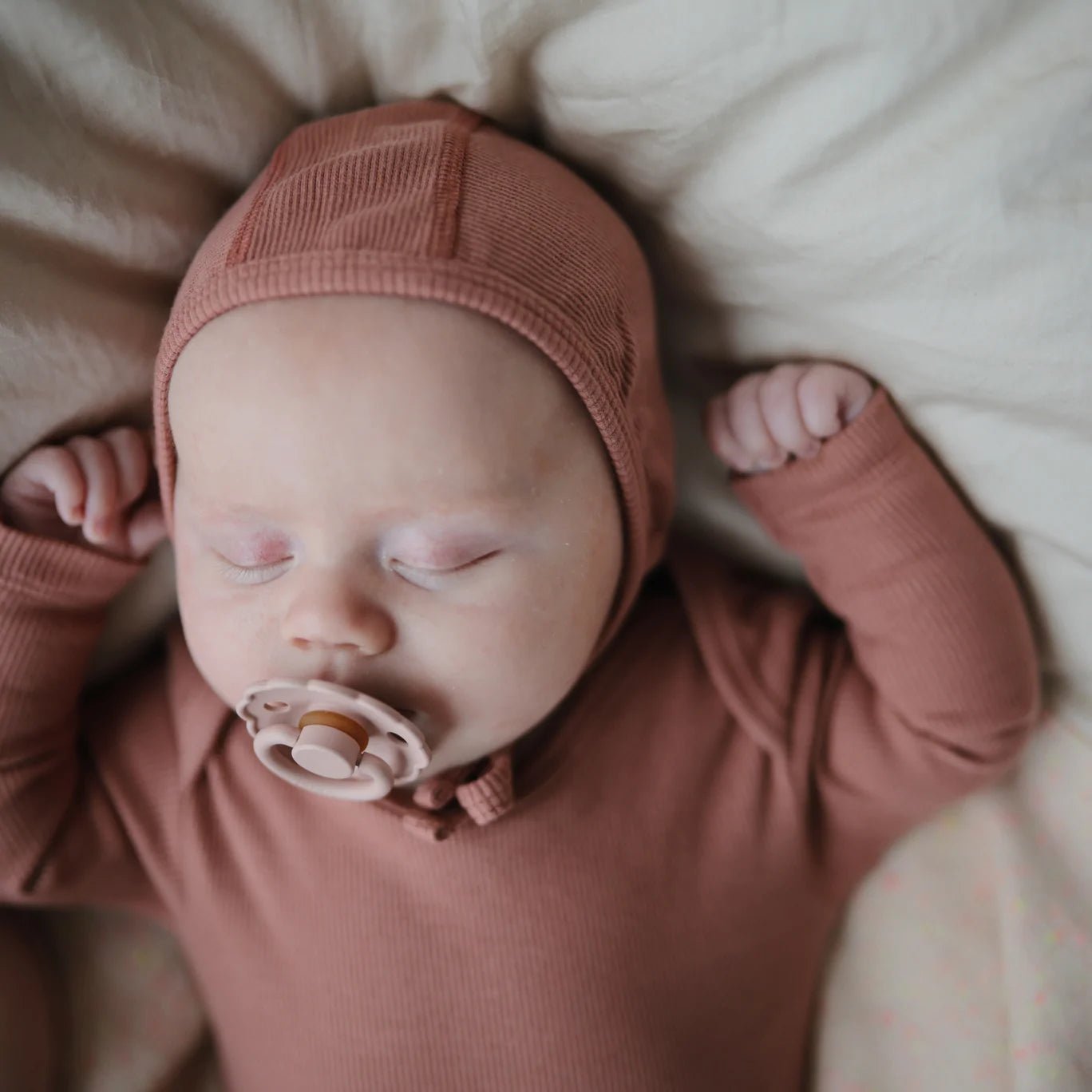 Mushie Ribbed Baby Bonnet, -- ANB Baby