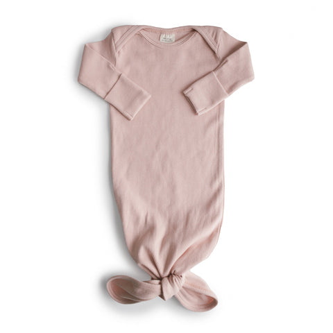 Mushie Ribbed Knotted Baby Gown, -- ANB Baby