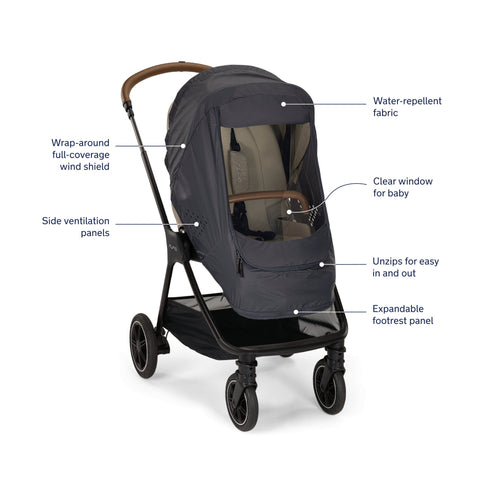 Nuna Stroller Wind Cover, Indigo, -- ANB Baby