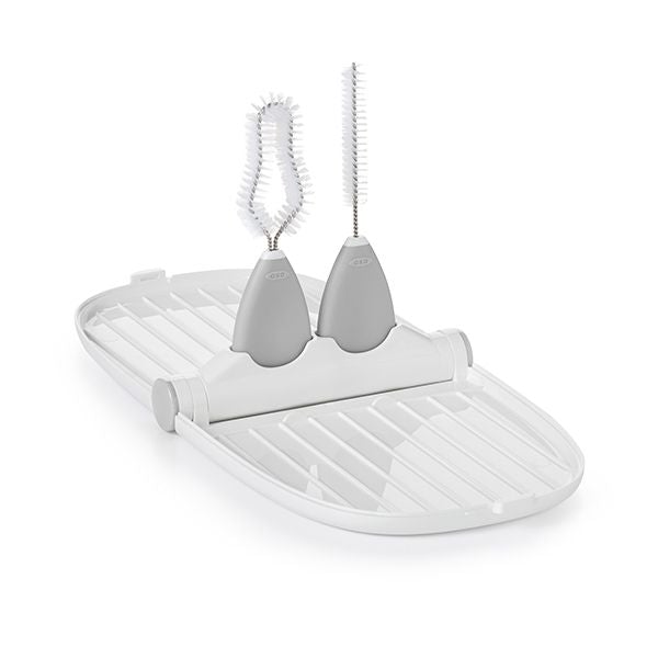 OXO TOT Breast Pump Parts Compact Drying Rack with Detail Brushes - Gray, -- ANB Baby