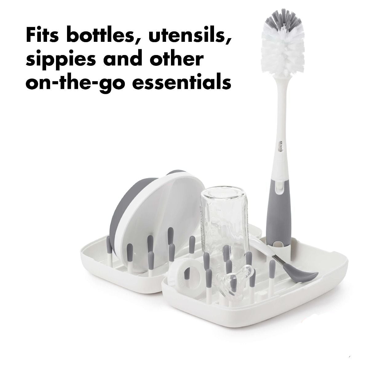 OXO TOT On-The-Go Drying Rack With Bottle Brush, -- ANB Baby