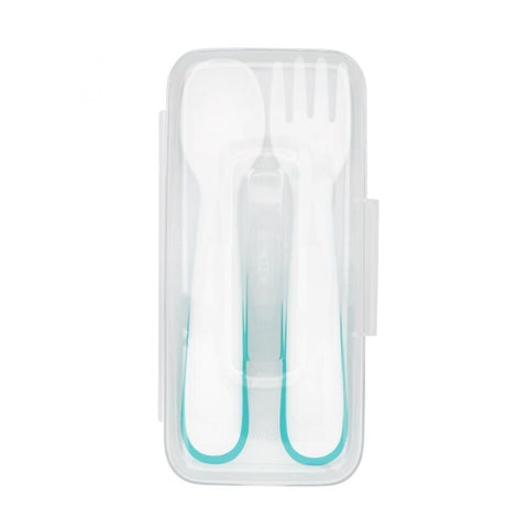 OXO TOT On-the-Go Plastic Fork and Spoon Set with Travel Case, -- ANB Baby