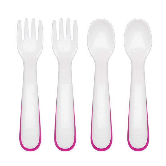 OXO TOT Plastic Fork And Spoon Training Set, -- ANB Baby