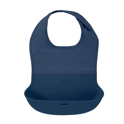 OXO Tot Waterproof Silicone Roll Up Bib with Comfort-Fit Fabric Neck, -- ANB Baby