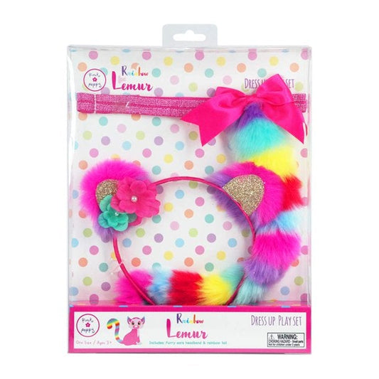 Pink Poppy Rainbow Lemur Ear & Tail Set, -- ANB Baby