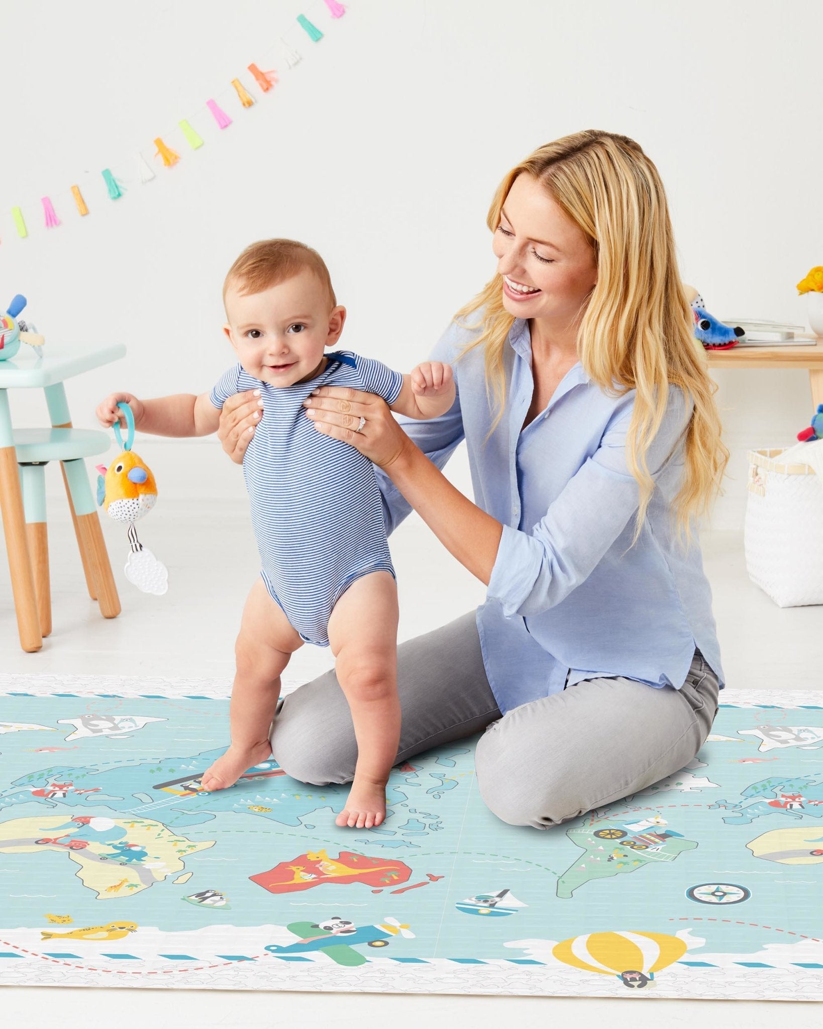 Skip Hop Reversible Playmat, Little Travelers / Herringbone, -- ANB Baby