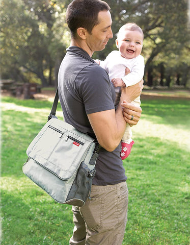 SKIP HOP Via Messenger Diaper Bag Platinum, -- ANB Baby