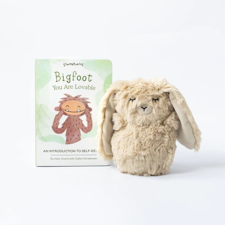 Slumberkins Tan Bunny Mini + Bigfoot Intro Book, -- ANB Baby