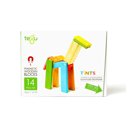 Tegu Magnetic Wooden Block Set, Tints 14-42 Piece Sets, -- ANB Baby