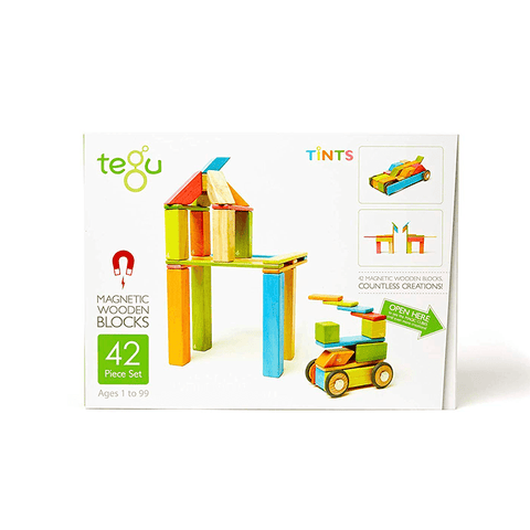 Tegu Magnetic Wooden Block Set, Tints 14-42 Piece Sets, -- ANB Baby