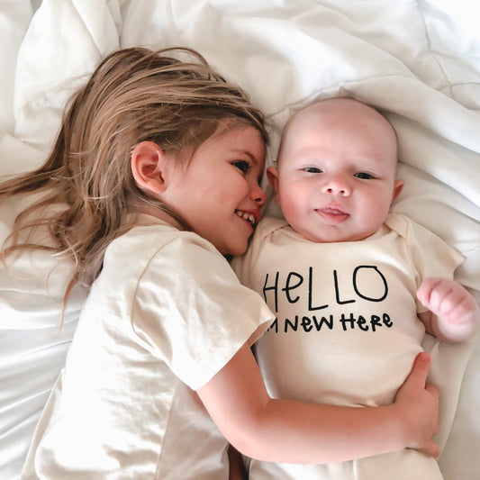 Tenth & Pine Hello I'm New Here Organic Cotton Onesie, 0-3 Months, -- ANB Baby