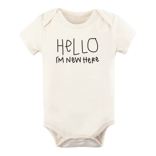 Tenth & Pine Hello I'm New Here Organic Cotton Onesie, 0-3 Months, -- ANB Baby