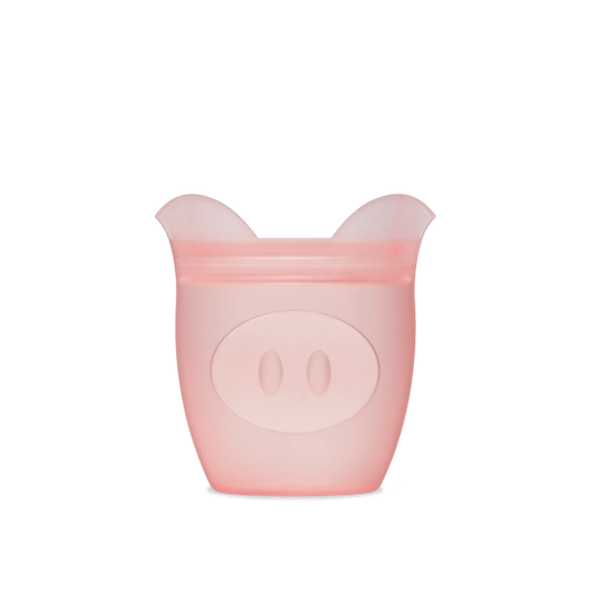 Zip Top Reusable Baby + Kid Snack Containers 100% Silicone, Pink Pig, -- ANB Baby